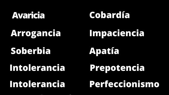 55 defeitos de uma pessoa e sua definição