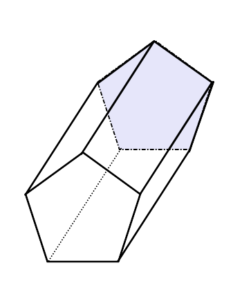 Caratteristiche del prisma pentagonale, parti, vertici, bordi, volume