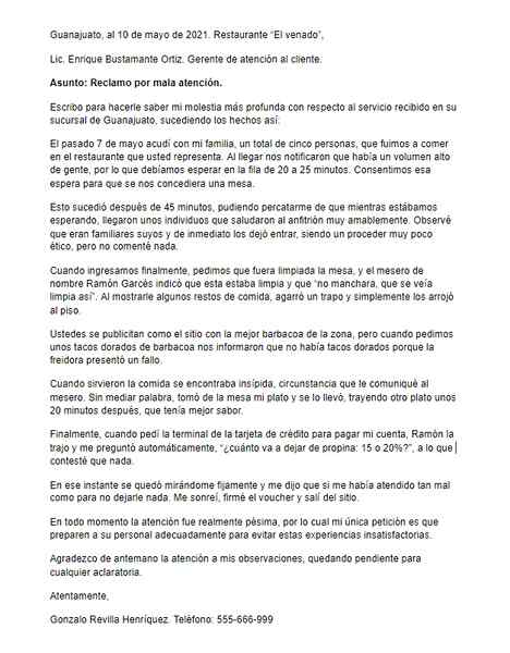 Carta de reclamação