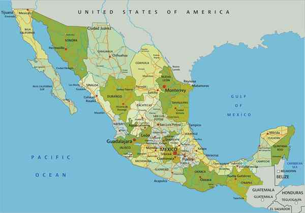 Mapas do México com e sem nomes de cidades e estados