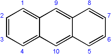 Anthraceno Čo je, štruktúra, vlastnosti, používa